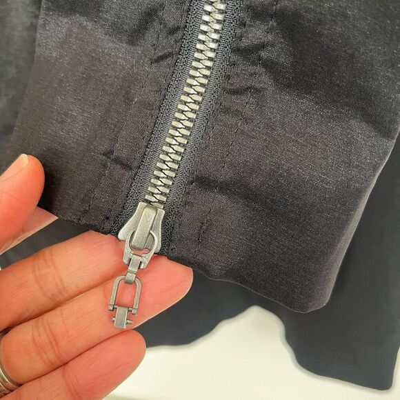 Mycra Pac Short Gabby Raincoat Medium Large Black Striped Embroidered Lining - Picture 10 of 15